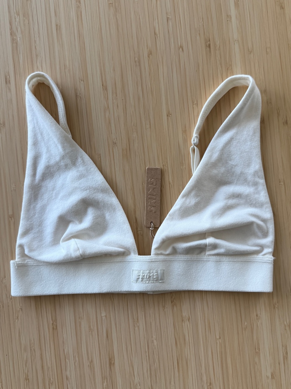 SKIMS Cotton Jersey Plunge Triangle Bralette in Marble/White